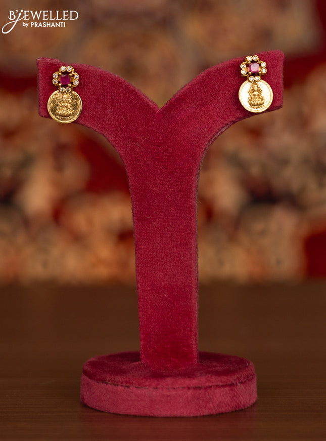 Antique necklace with lakshmi kasu design and kemp & cz stones