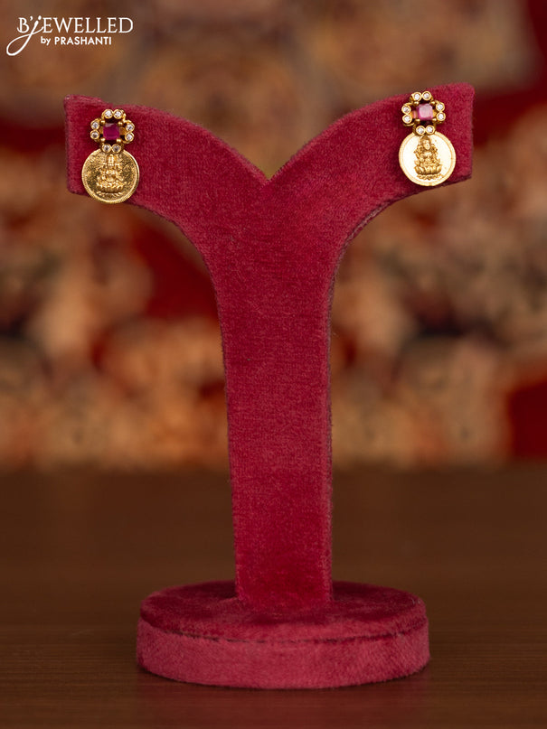 Antique necklace with lakshmi kasu design and kemp & cz stones