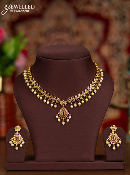 Antique necklace with kemp & cz stones and pearl hangings