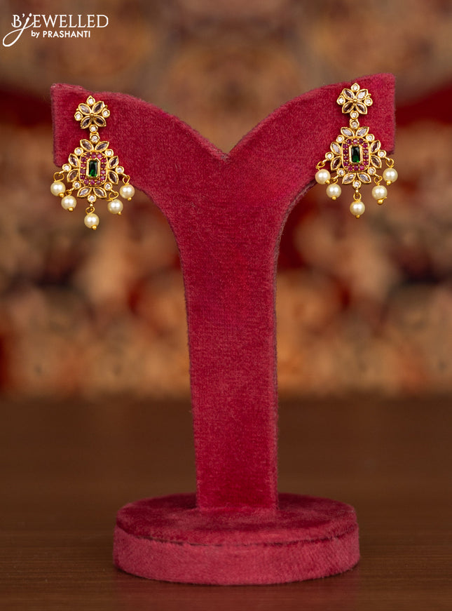 Antique necklace with kemp & cz stones and pearl hangings