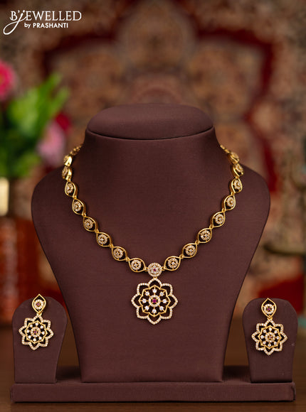 Antique necklace with ruby and cz stones