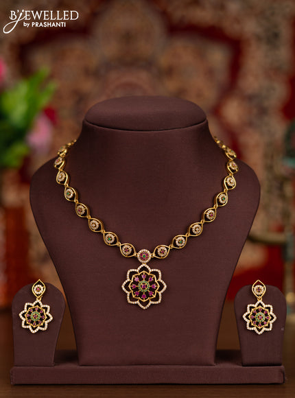 Antique necklace with kemp and cz stones