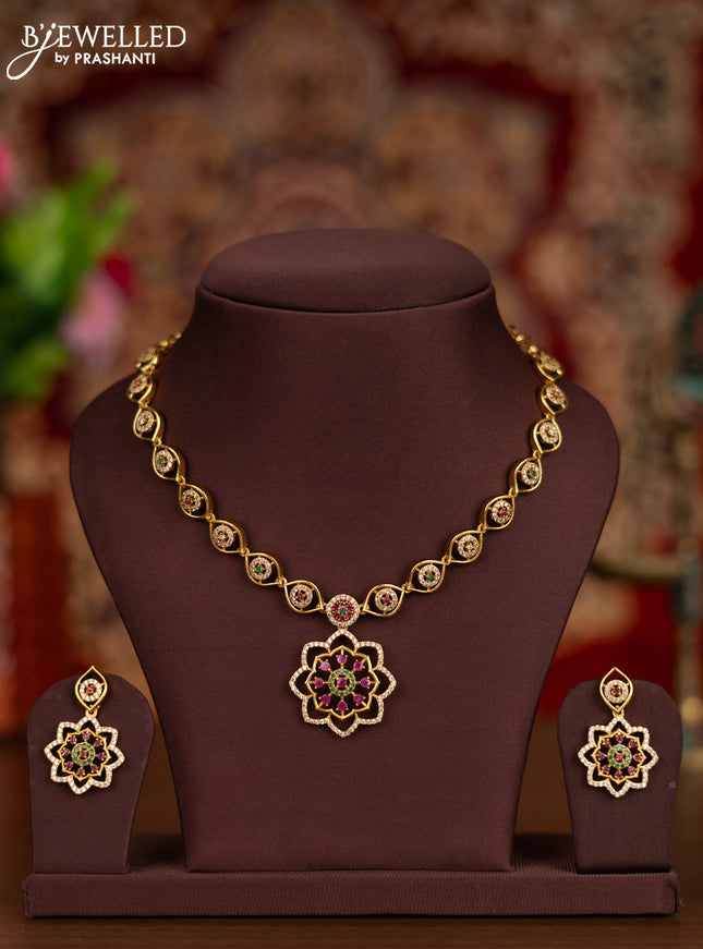 Antique necklace with kemp and cz stones