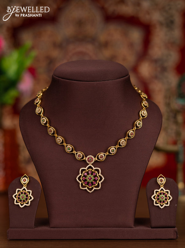 Antique necklace with kemp and cz stones