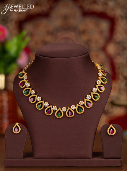 Antique necklace with kemp and cz stones