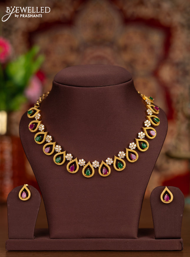 Antique necklace with kemp and cz stones