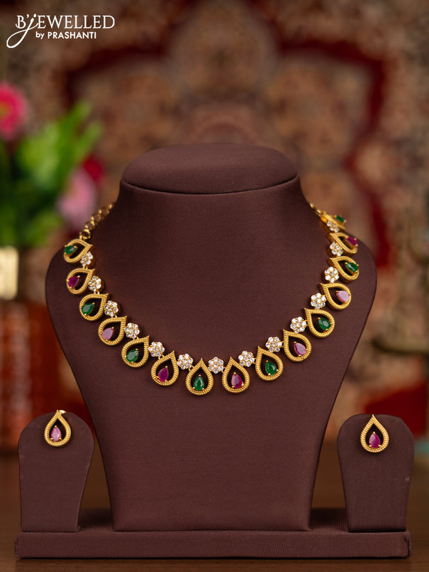 Antique necklace with kemp and cz stones