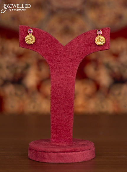 Antique necklace with lakshmi kasu design and ruby stones