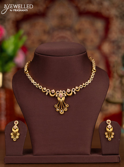Antique necklace with ruby and cz stones