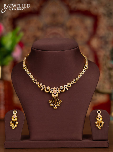 Antique necklace with kemp and cz stones