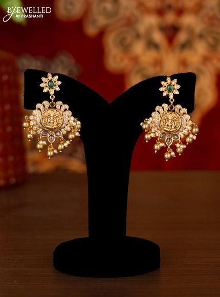 Antique choker lakshmi & peacock design with kemp & cz stones and golden beads hangings