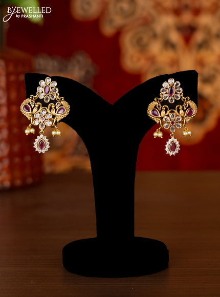 Antique choker floral design with ruby & cz stones and hangings