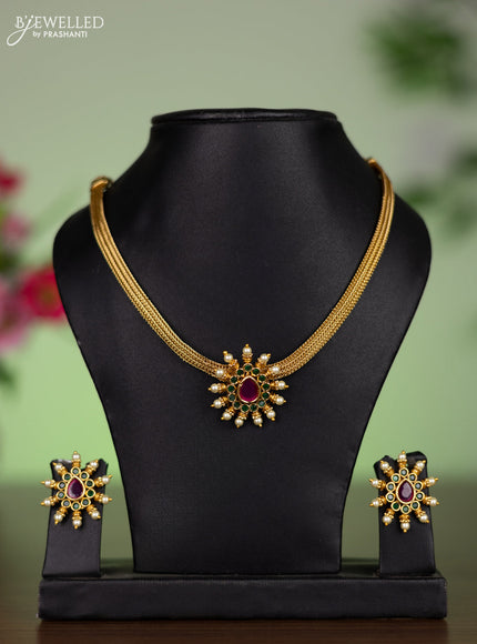 Antique attigai necklace with kemp & cz stones and pearls