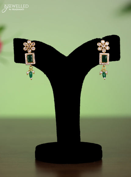 Antique attigai necklace with emerald & cz stones and pearl & green beads hangings