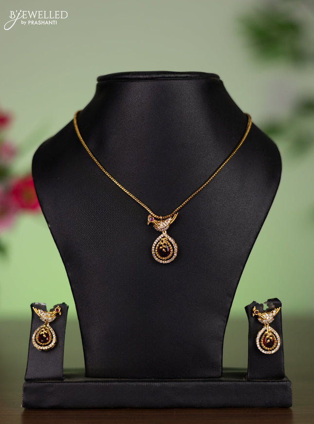 Antique attigai necklace parrot design with ruby and cz stones