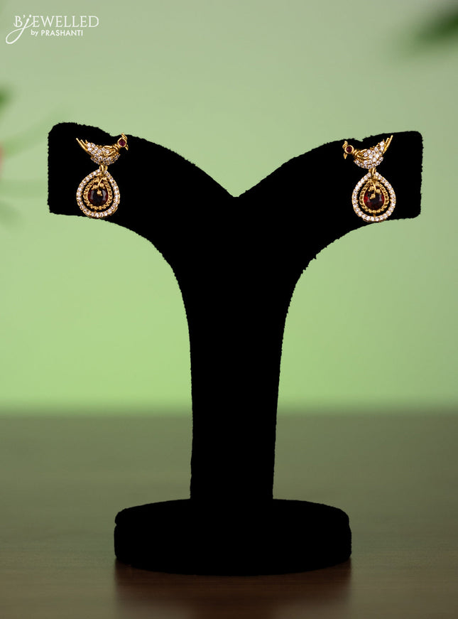 Antique attigai necklace parrot design with ruby and cz stones