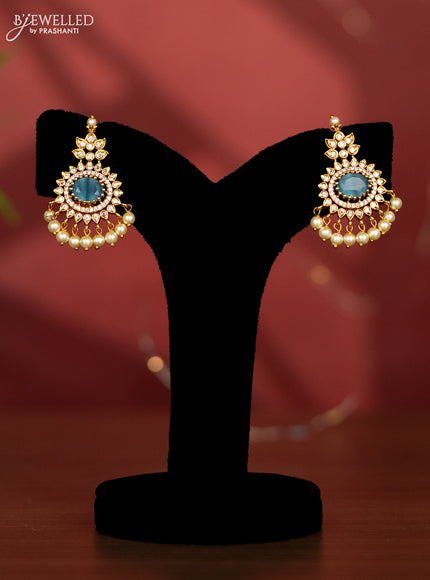 Antique attigai necklace with ice blue & cz stones and pearl hangings