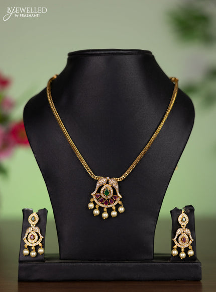 Antique attigai necklace with kemp & cz stones and pearl hangings