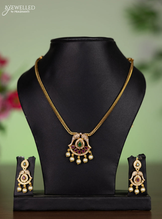 Antique attigai necklace with kemp & cz stones and pearl hangings