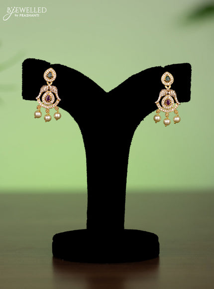 Antique attigai necklace with kemp & cz stones and pearl hangings