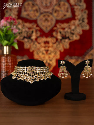 Antique choker with kemp & cz stones and pearl hangings