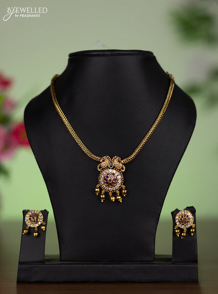 Antique guttapusalu necklace elephant design with kemp & cz stones and pearl hangings