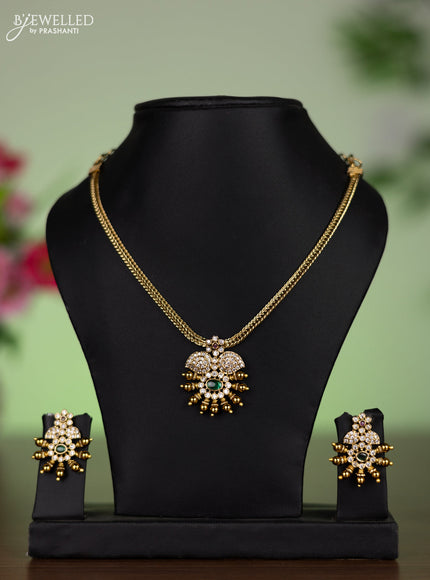 Antique guttapusalu necklace lakshmi design with kemp & cz stones and pearl hangings