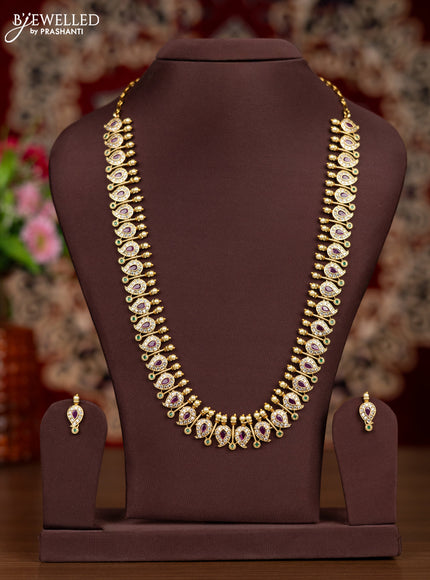 Antique haaram manga pattern with kemp and cz stones