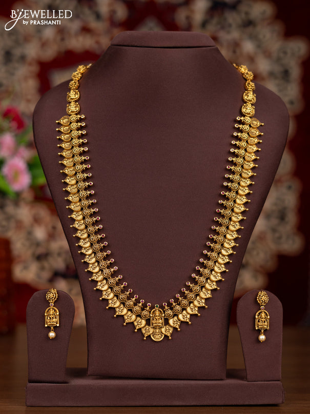 Antique haaram lakshmi kasu design with ruby stones