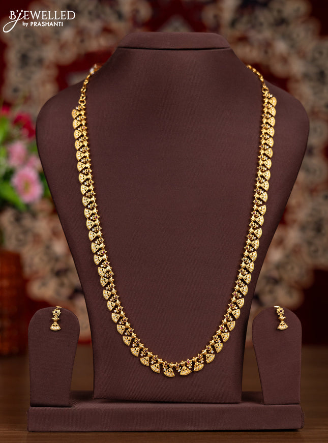 Antique haaram with pink kemp and cz stones