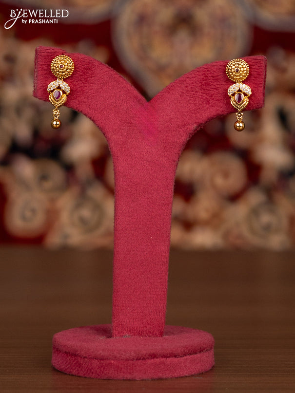 Antique haaram with kemp & cz stones and golden beads hangings