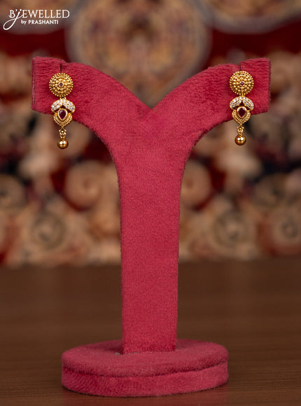 Antique haaram with pink kemp & cz stones and golden beads hangings