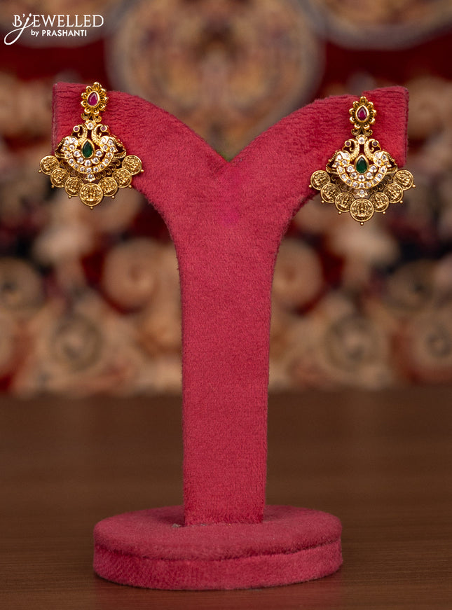 Antique haaram lakshmi kasu design with kemp and cz stones