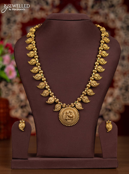 Antique haaram krishna & manga design with kemp stones