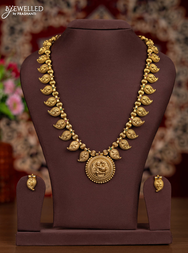 Antique haaram krishna & manga design with kemp stones