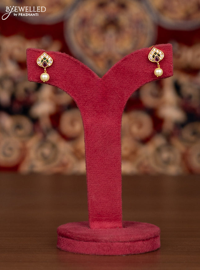 Antique haaram lakshmi kasu design with kemp & cz stones and pearl hangings