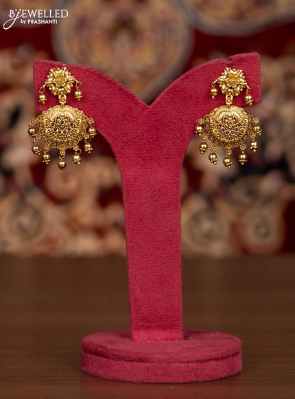 Antique haaram with kemp stones and golden beads hangings