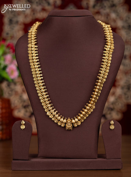 Antique haaram with lakshmi kasu design and kemp & cz stones