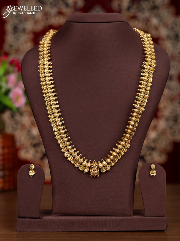 Antique haaram with lakshmi kasu design and kemp & cz stones
