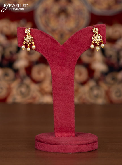Antique haaram bottu mala design with kemp & cz stones and pearl hangings