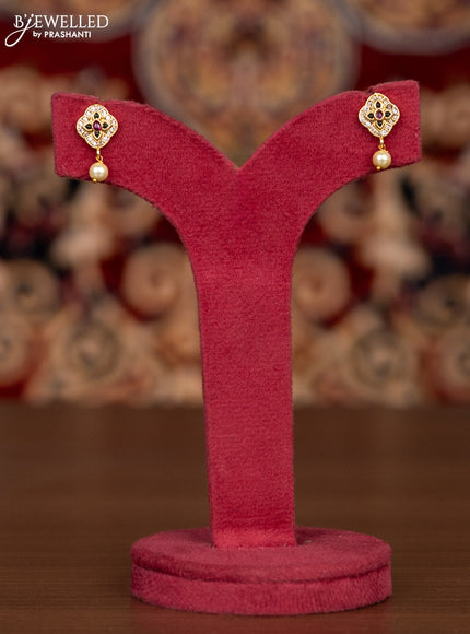 Antique haaram lakshmi kasu design with kemp & cz stones and pearl hangings