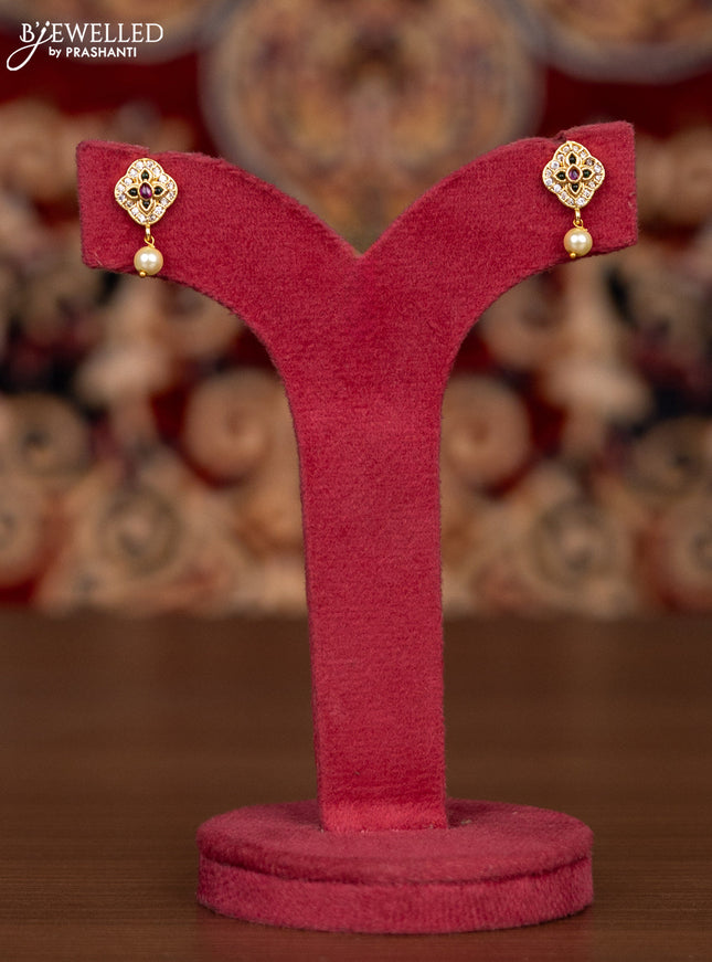 Antique haaram lakshmi kasu design with kemp & cz stones and pearl hangings