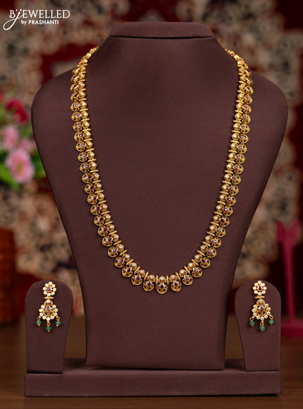 Antique haaram with pink kemp and cz stones