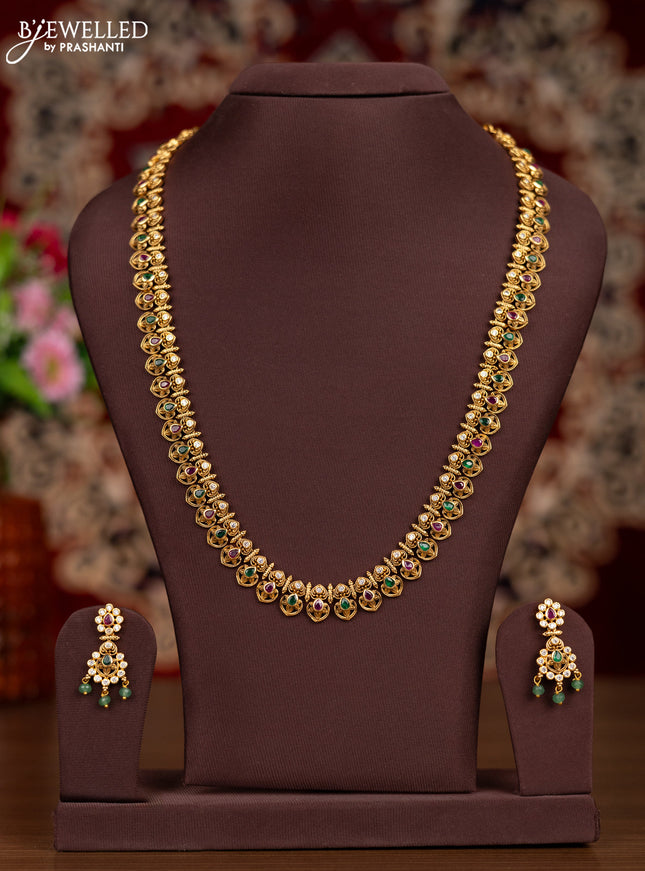 Antique haaram with kemp and cz stones