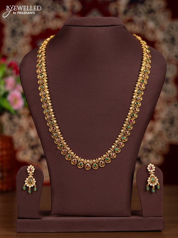 Antique haaram with kemp and cz stones