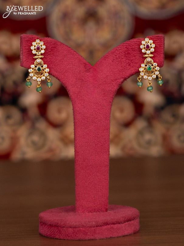 Antique haaram with kemp and cz stones