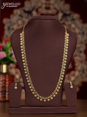 Antique haaram lakshmi kasu design with kemp stones