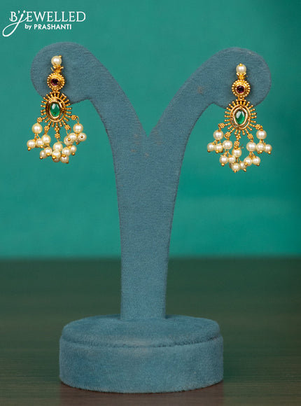 Antique guttapusalu haaram with kemp stones and pearl hangings