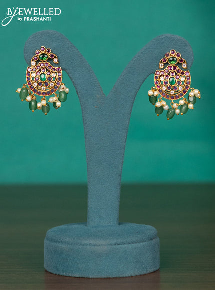 Antique guttapusalu haaram with kemp & cz stones and pearl & mint green beadds hangings