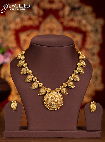 Antique necklace krishna & manga design with ruby stones